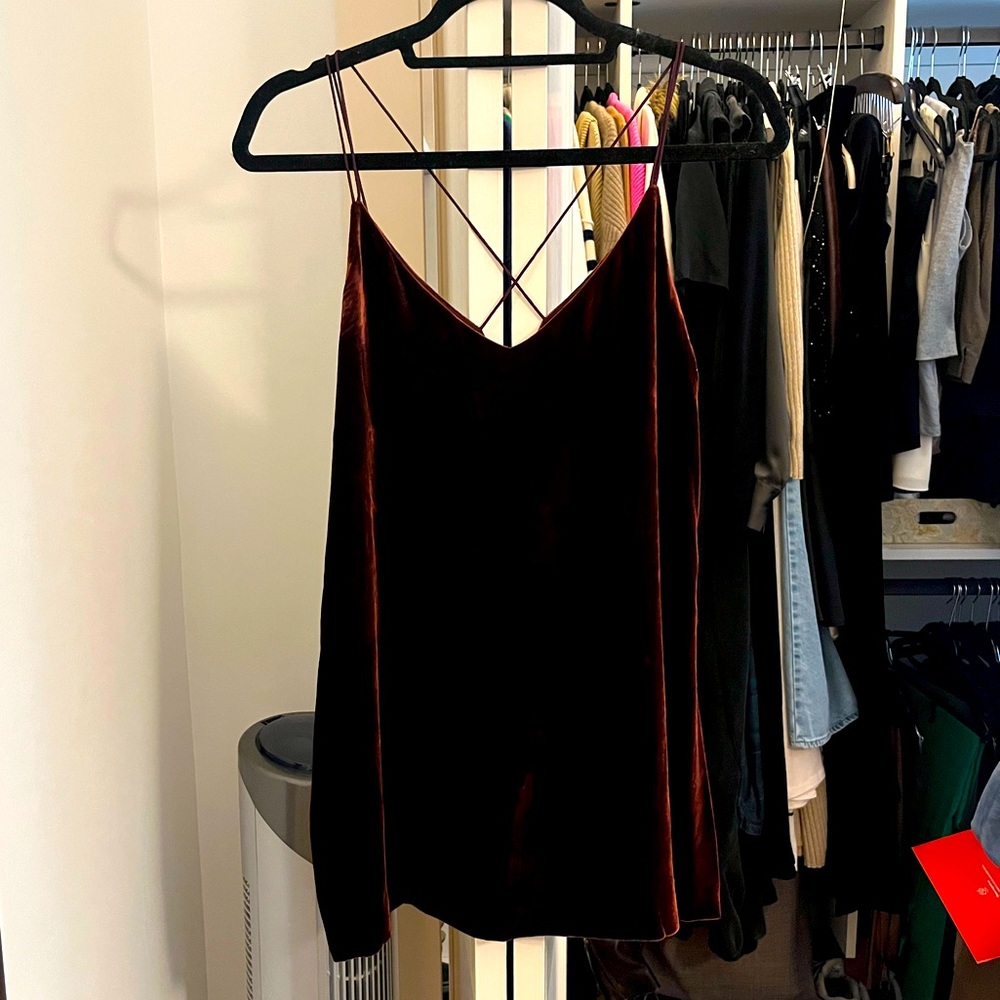 MO & Co burgundy velvet spaghetti strap top